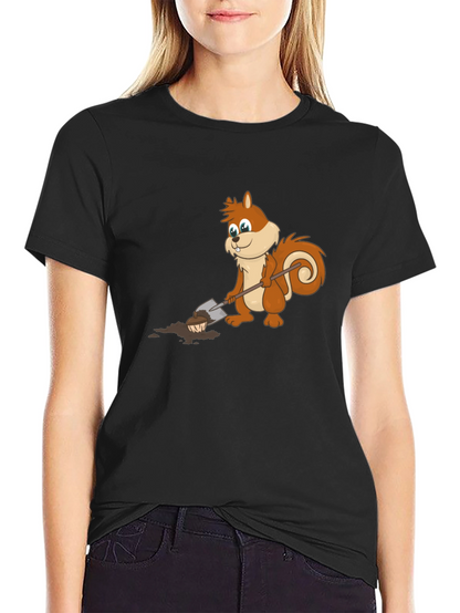 Cartoon Squirrel Digging T-Shirt