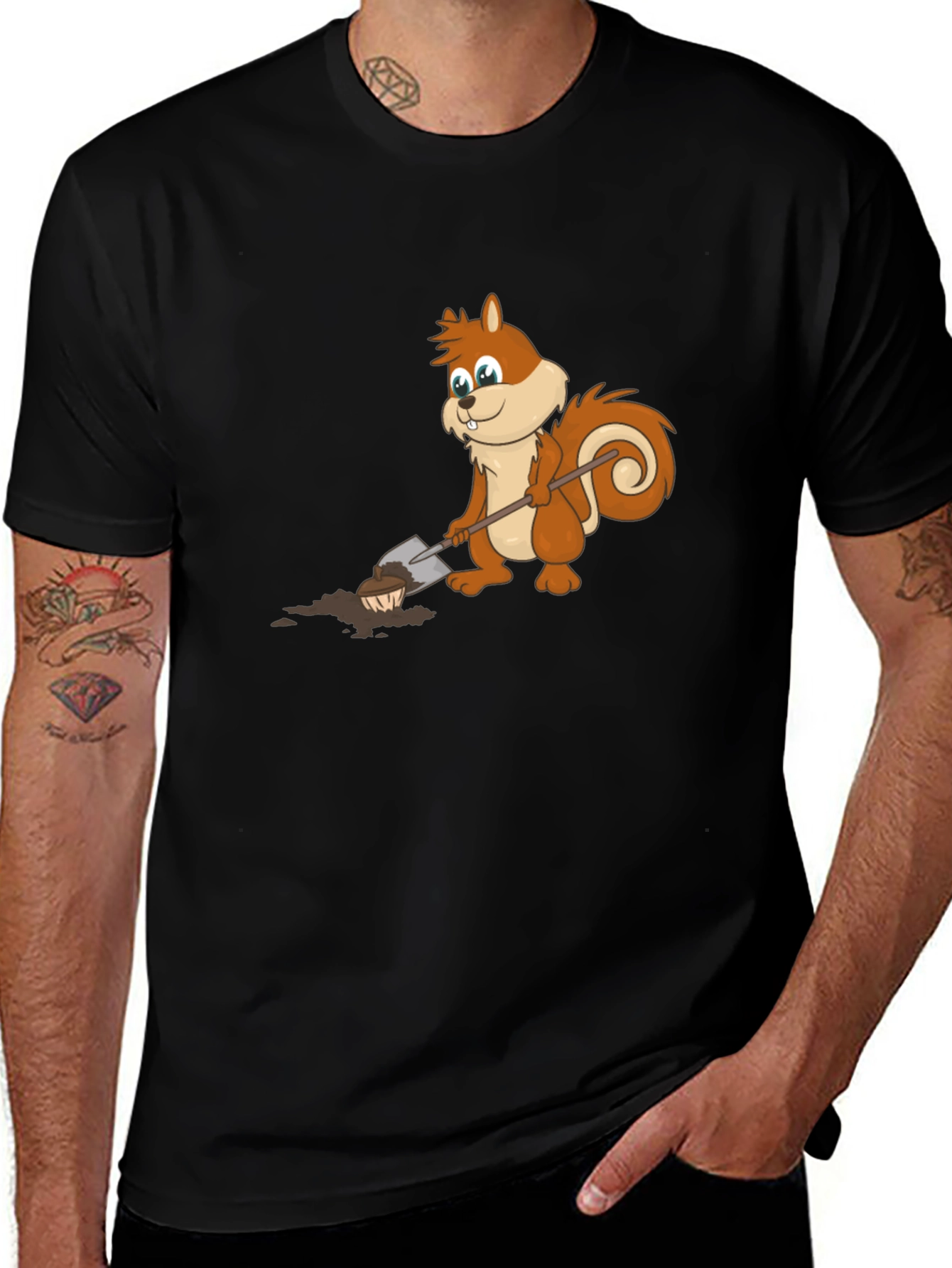 Cartoon Squirrel Digging T-Shirt