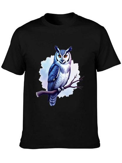 Cool Owl Graphic Tee - Black Cotton T-Shirt