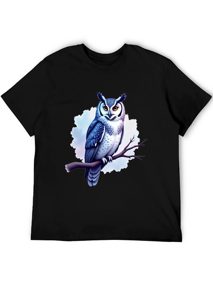 Cool Owl Graphic Tee - Black Cotton T-Shirt