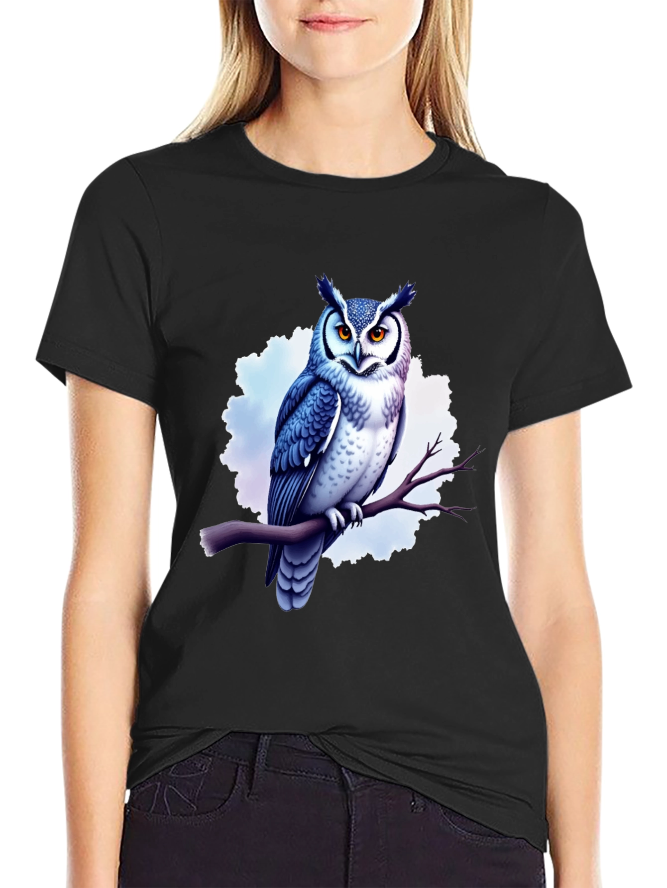 Cool Owl Graphic Tee - Black Cotton T-Shirt