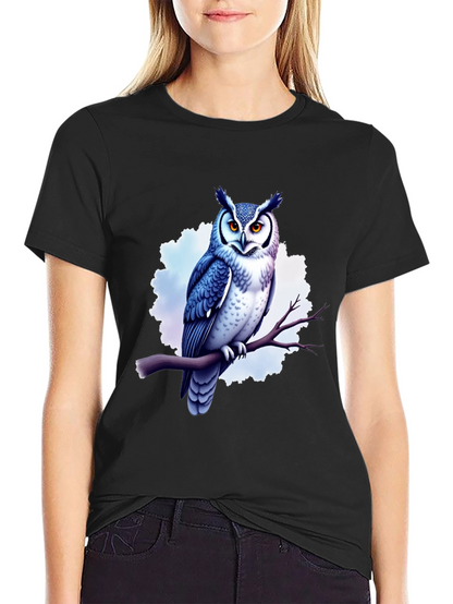 Cool Owl Graphic Tee - Black Cotton T-Shirt