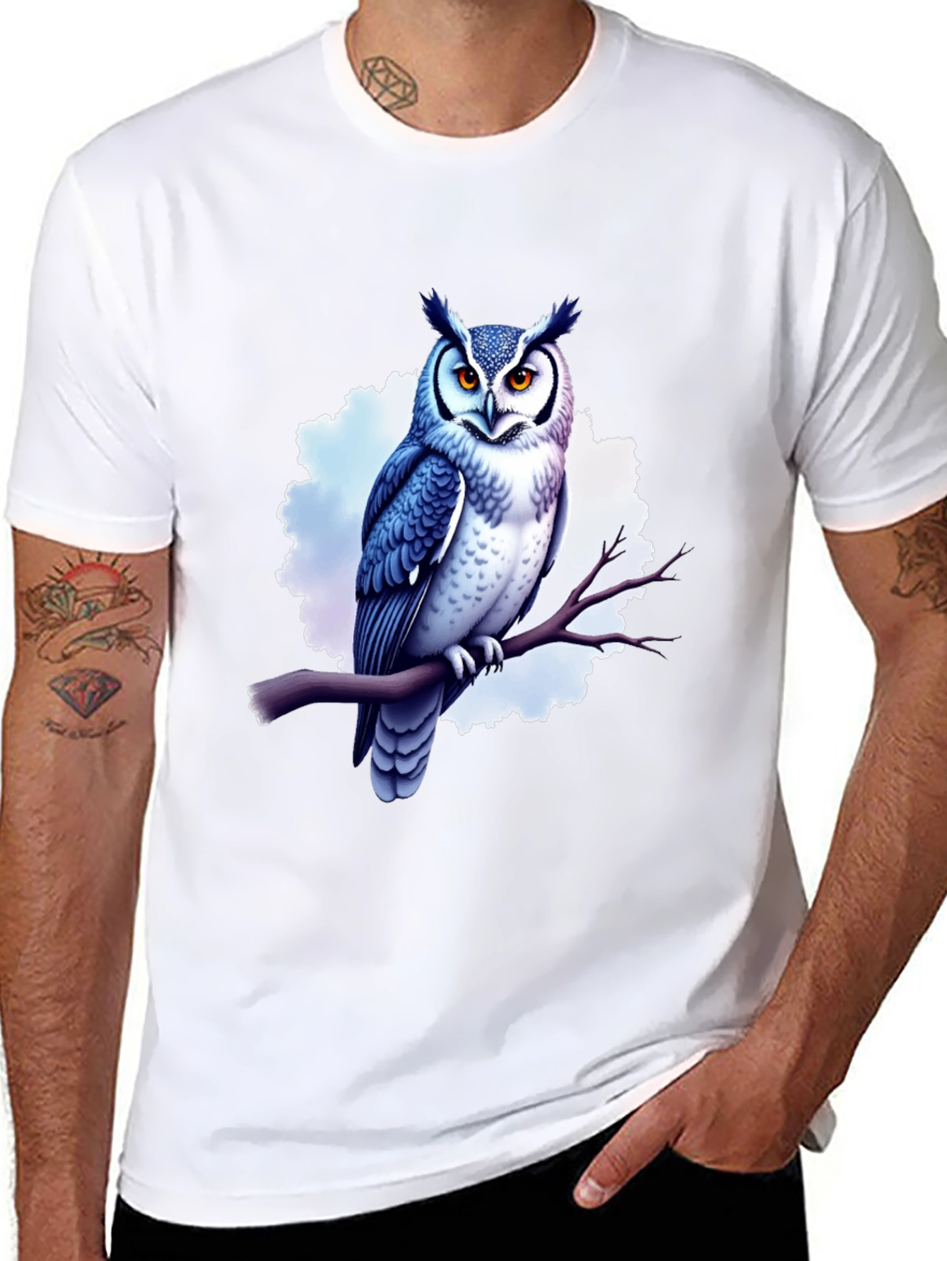 Cool Owl Graphic Tee - Black Cotton T-Shirt
