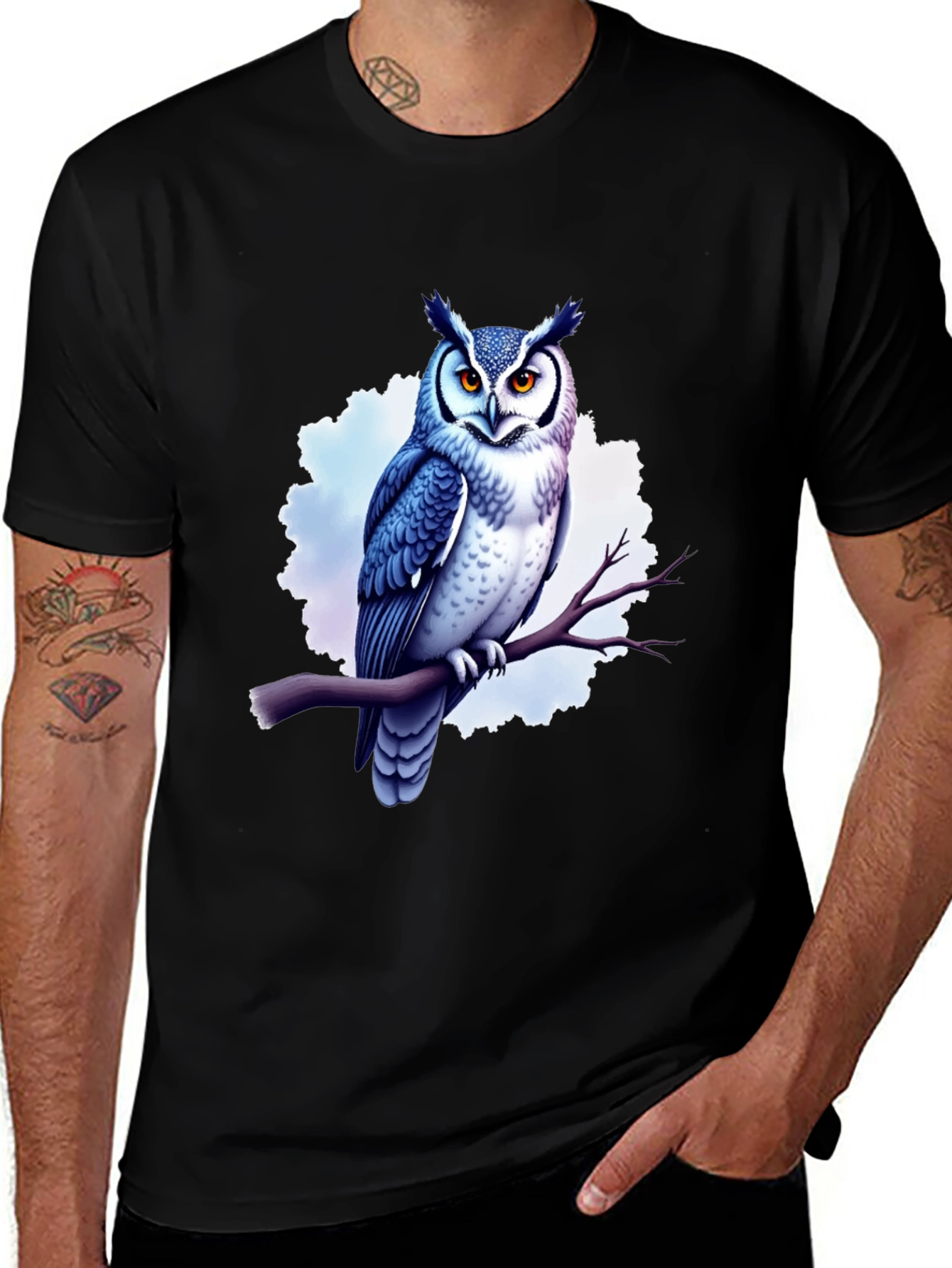 Cool Owl Graphic Tee - Black Cotton T-Shirt