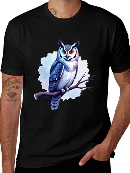 Cool Owl Graphic Tee - Black Cotton T-Shirt