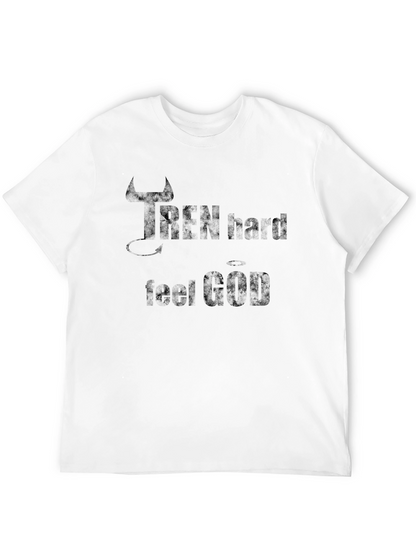 Iron Hard Feel God Mens Black Graphic T-Shirt