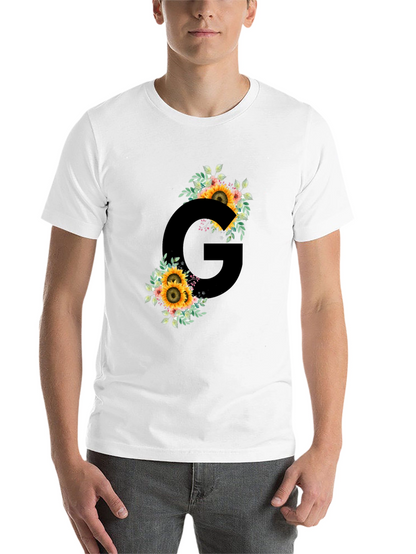Floral Letter G Black T-Shirt
