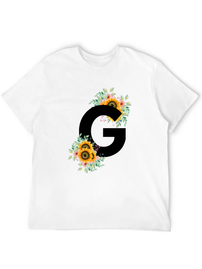 Floral Letter G Black T-Shirt