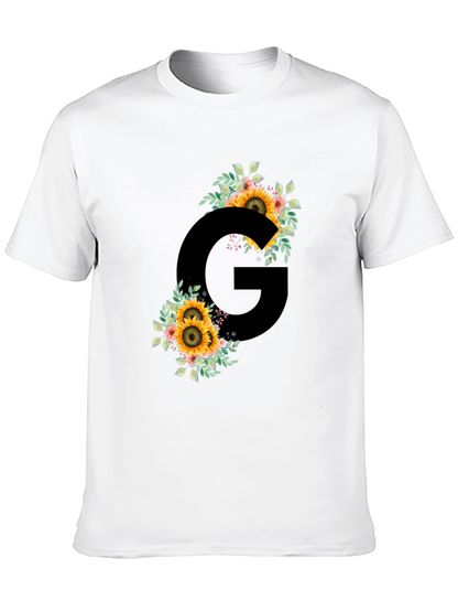 Floral Letter G Black T-Shirt