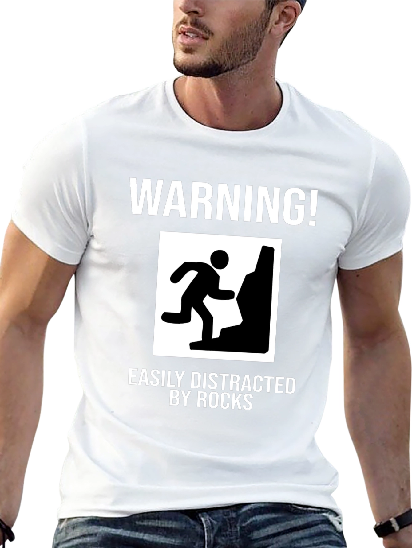 Warning Easily Distracted by Rocks Funny T-Shirt