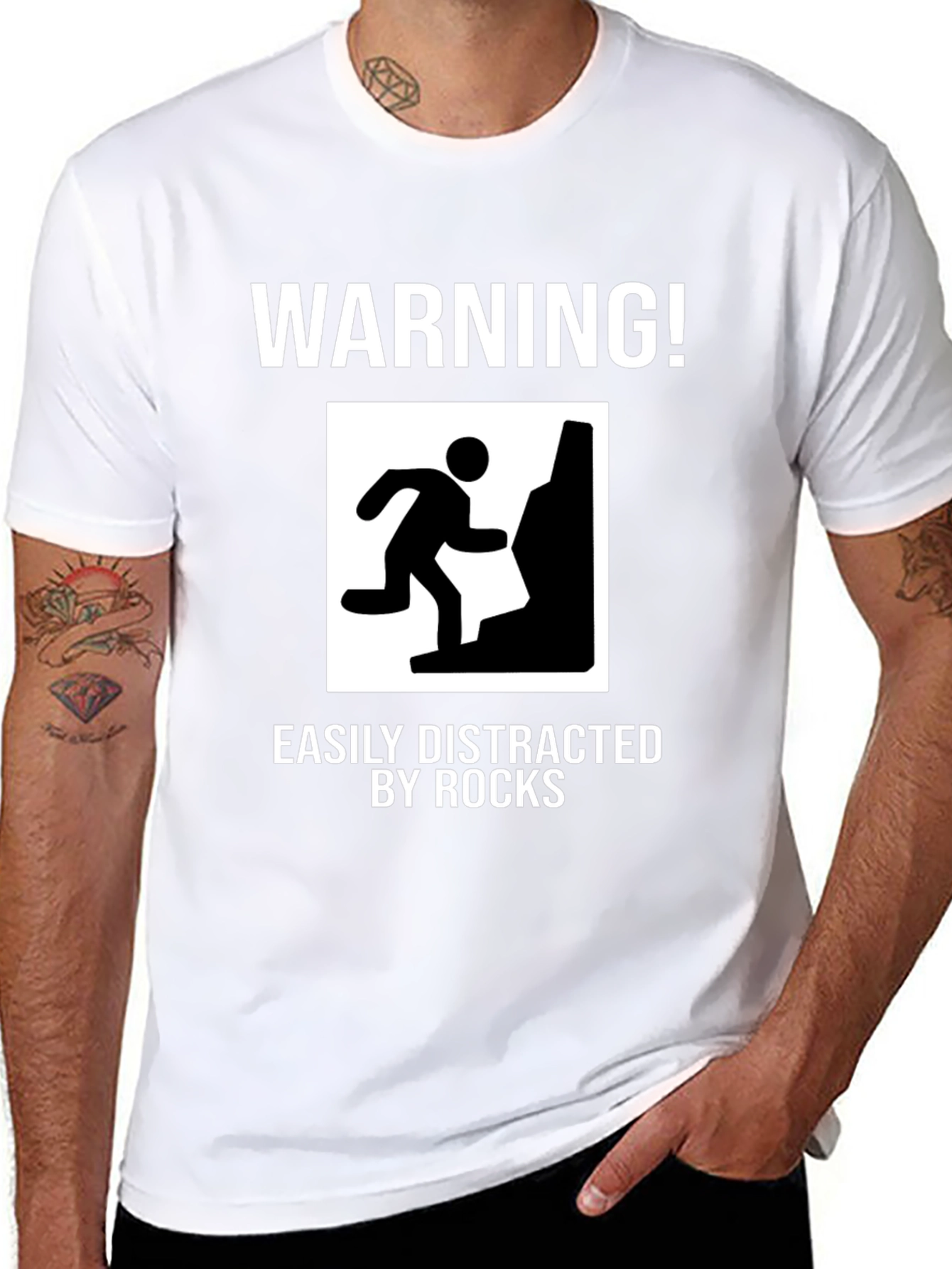 Warning Easily Distracted by Rocks Funny T-Shirt