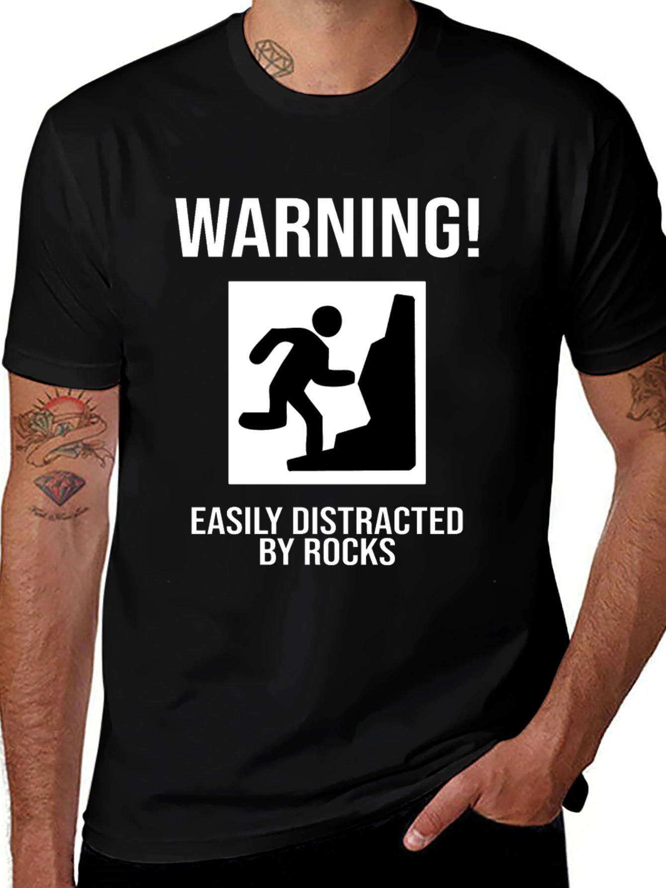 Warning Easily Distracted by Rocks Funny T-Shirt
