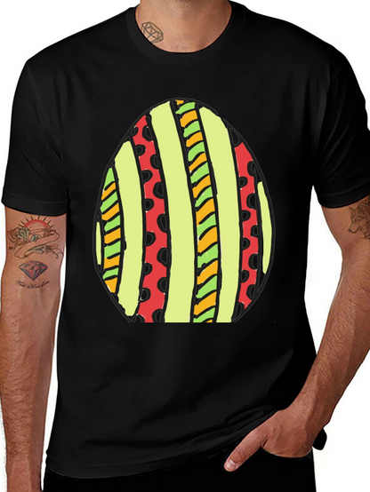 Striped Easter Egg Graphic Tee - Black