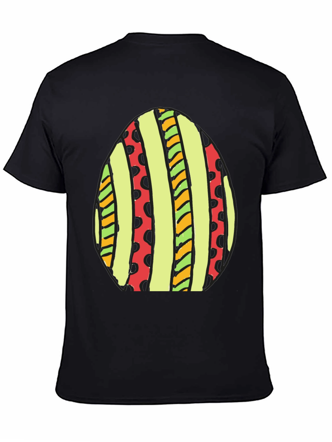 Striped Easter Egg Graphic Tee - Black