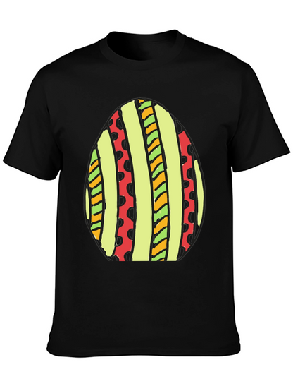 Striped Easter Egg Graphic Tee - Black