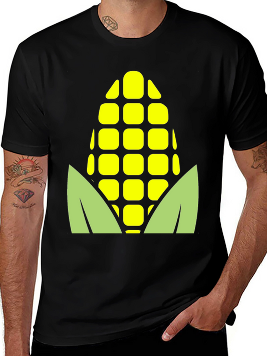 Corn on the Cob Graphic Tee - Black Cotton T-Shirt