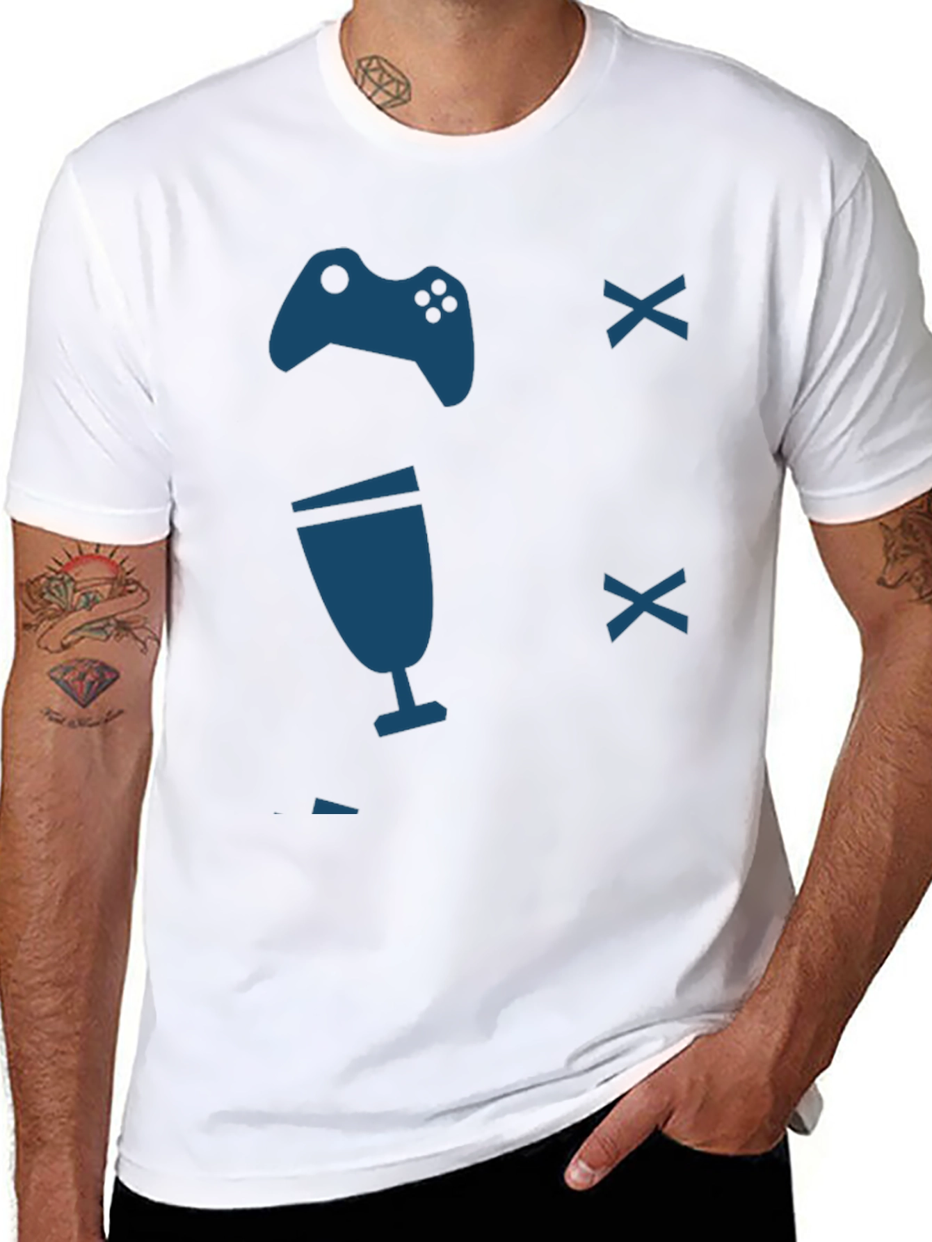 Gamer T-Shirt - Controller & Drink Design
