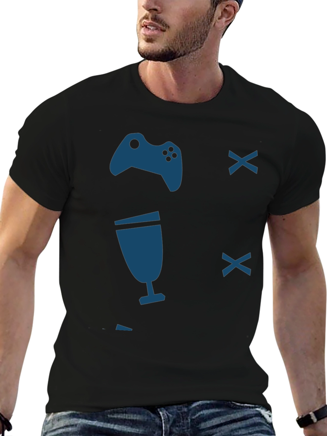 Gamer T-Shirt - Controller & Drink Design