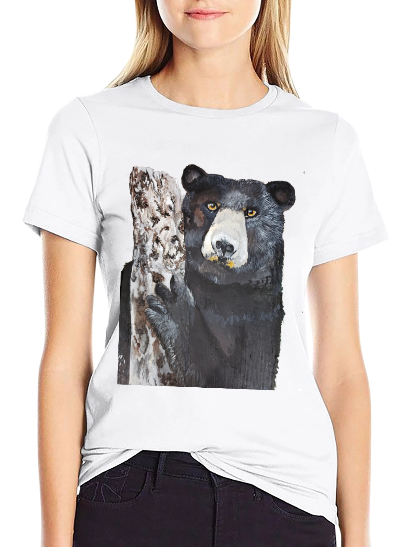Black Bear on Tree Graphic Tee