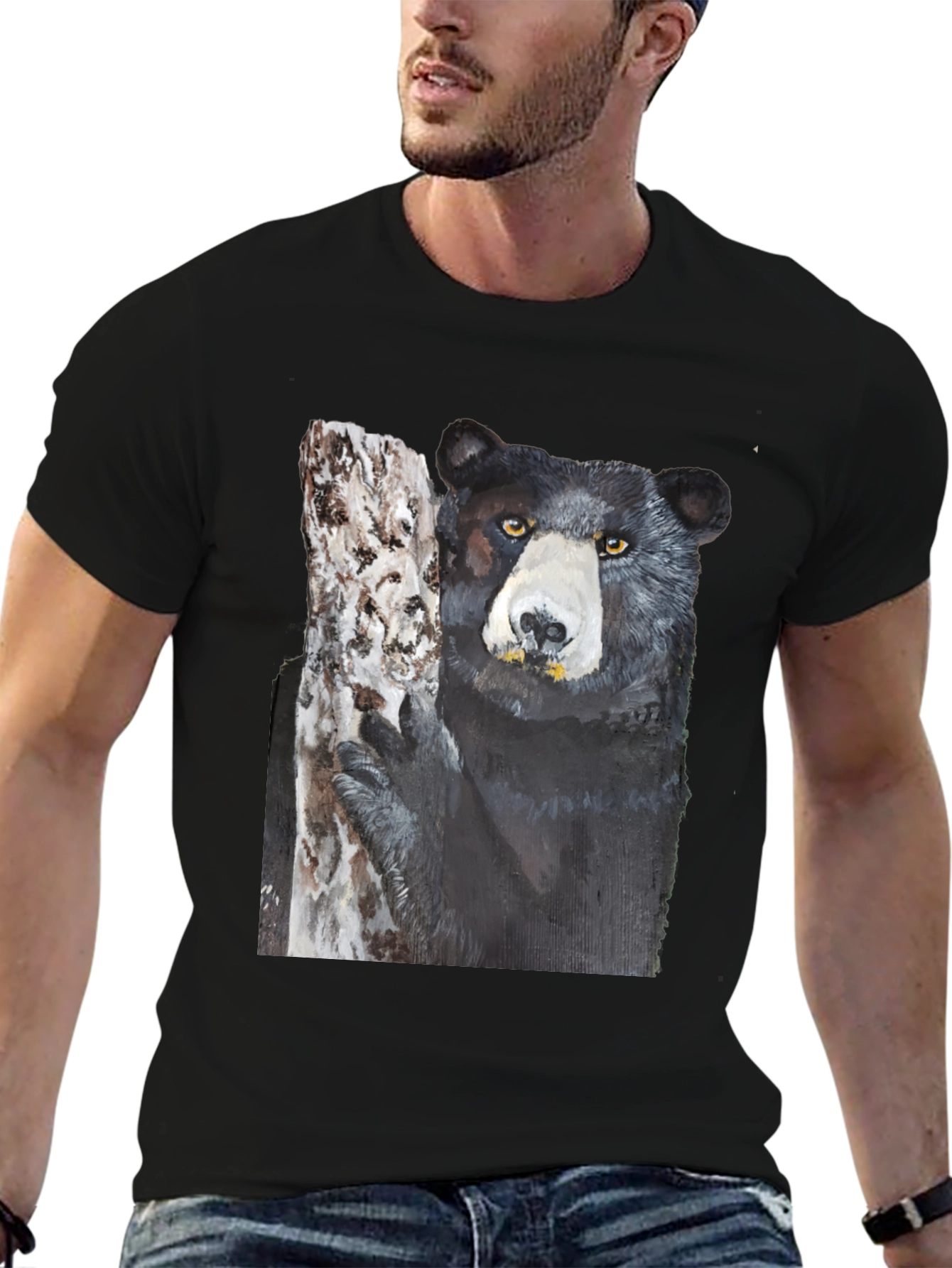 Black Bear on Tree Graphic Tee