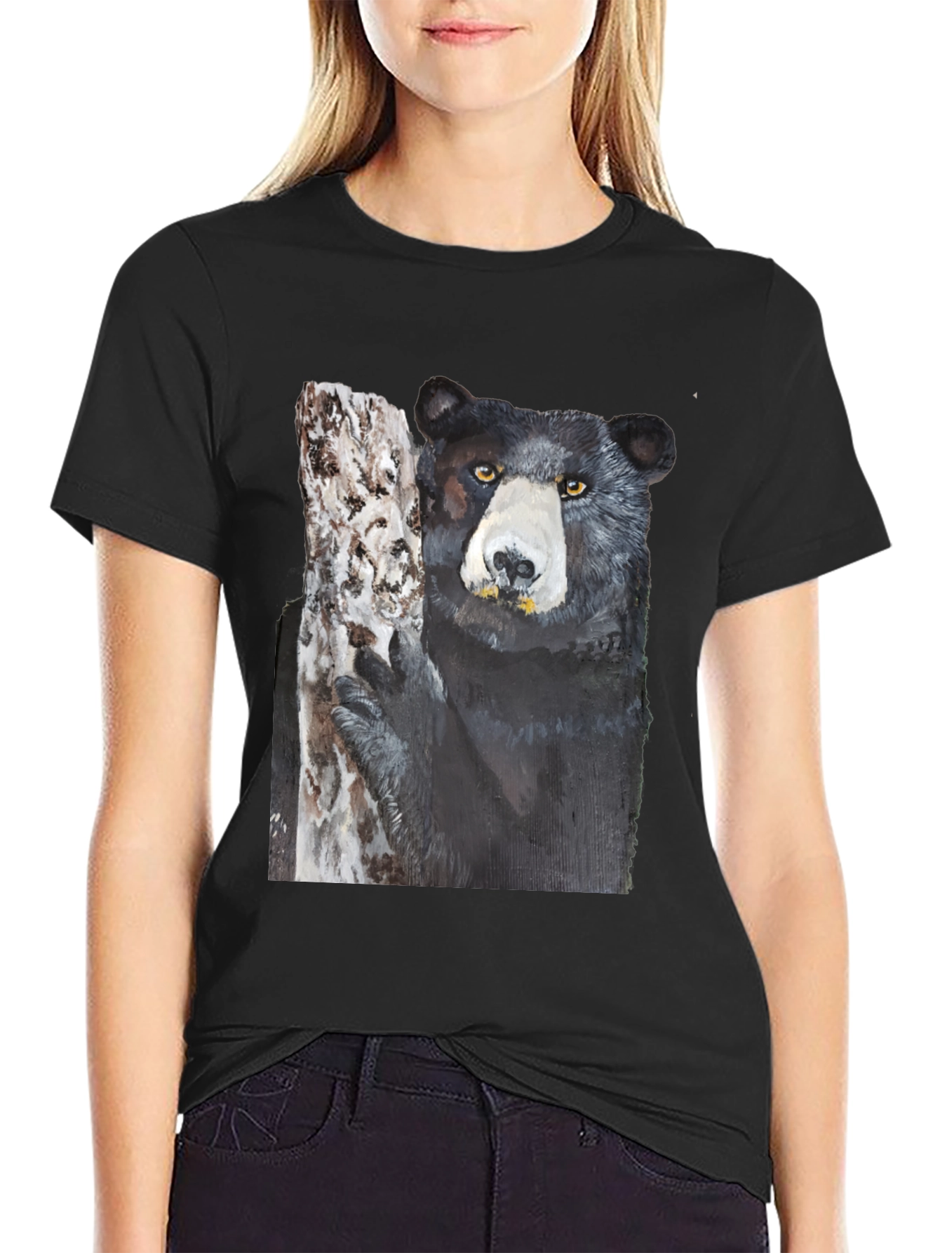 Black Bear on Tree Graphic Tee