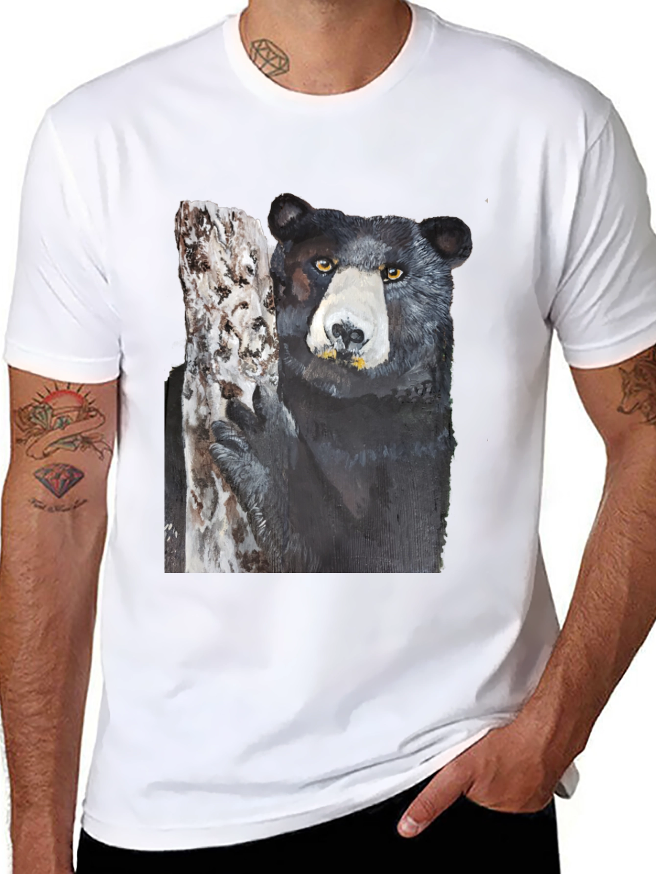 Black Bear on Tree Graphic Tee
