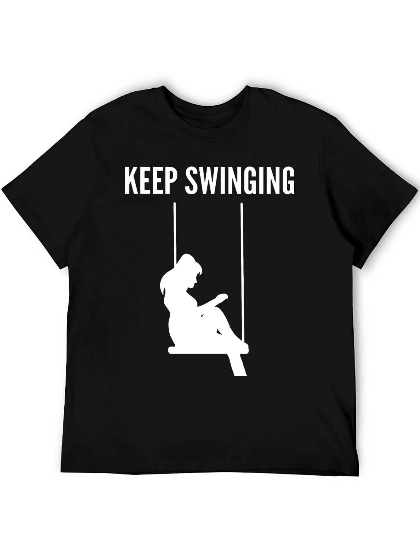 Keep Swinging Graphic Tee - Casual Black T-Shirt