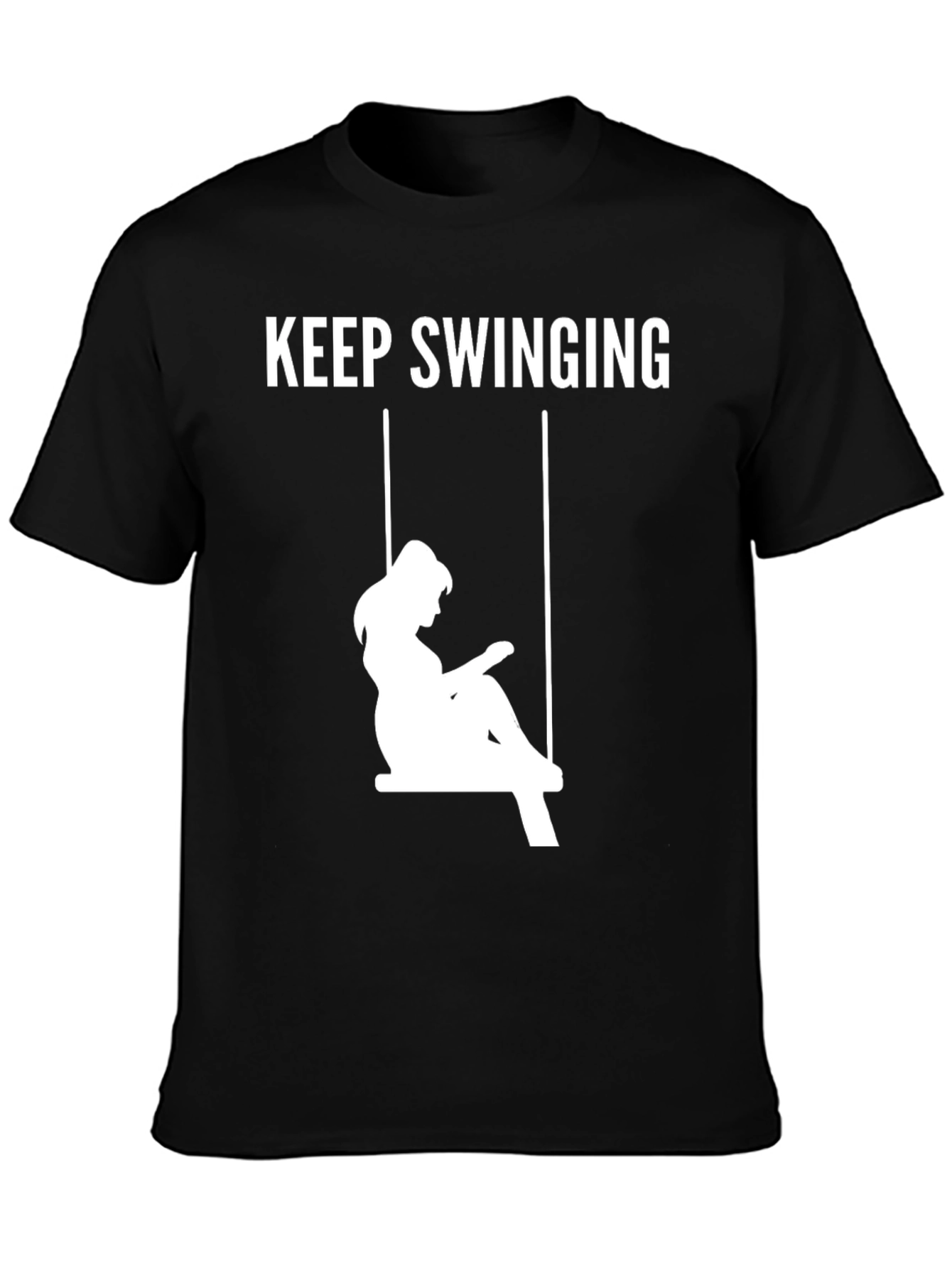 Keep Swinging Graphic Tee - Casual Black T-Shirt