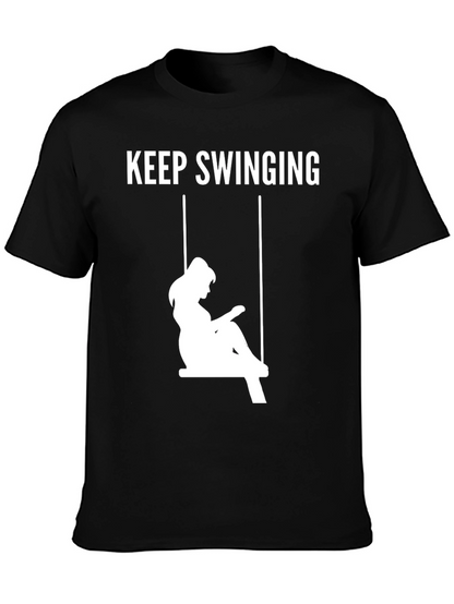 Keep Swinging Graphic Tee - Casual Black T-Shirt