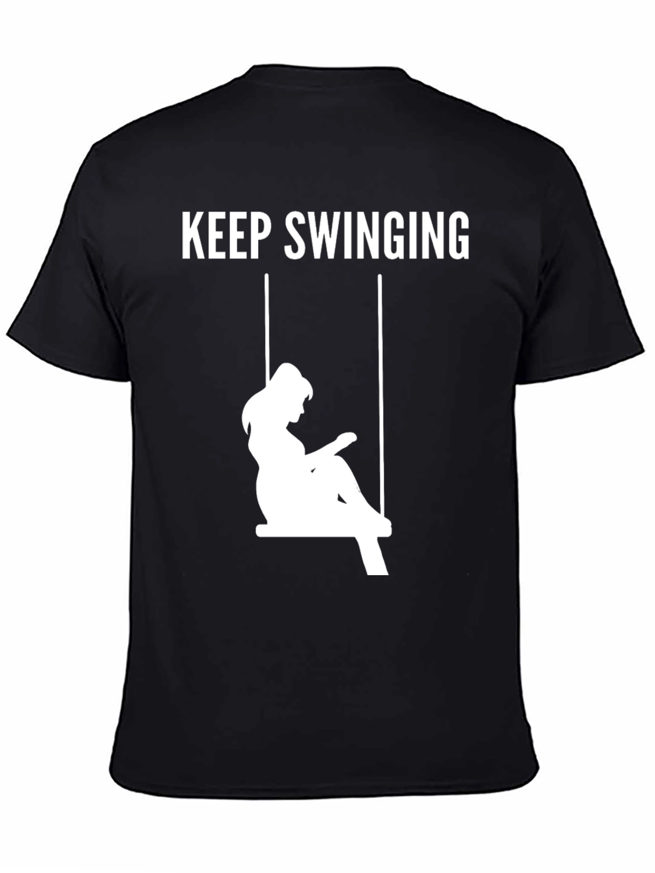 Keep Swinging Graphic Tee - Casual Black T-Shirt