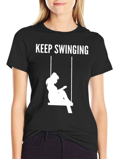Keep Swinging Graphic Tee - Casual Black T-Shirt