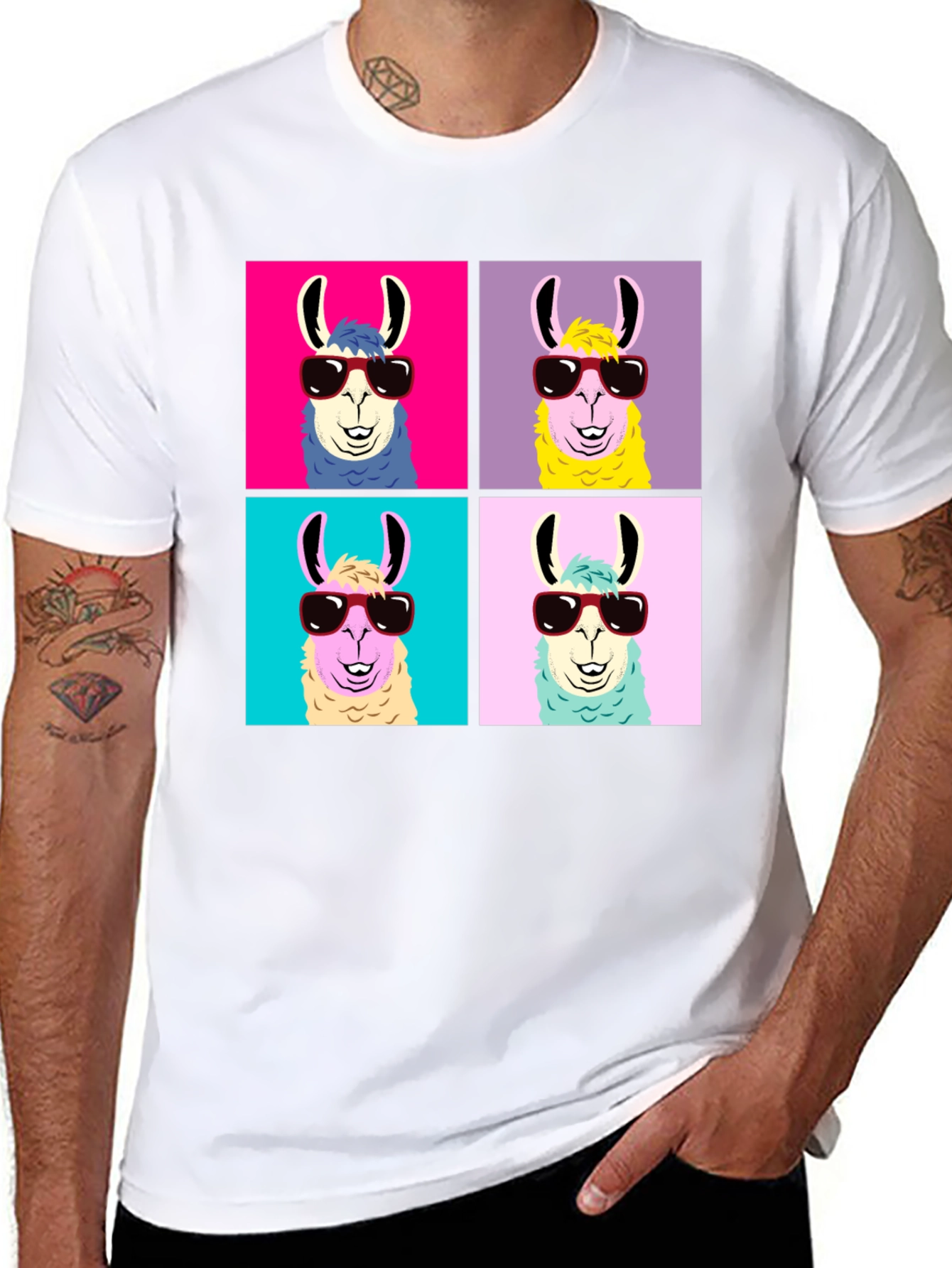 Llama Pop Art T-Shirt - Cool Animal Tee