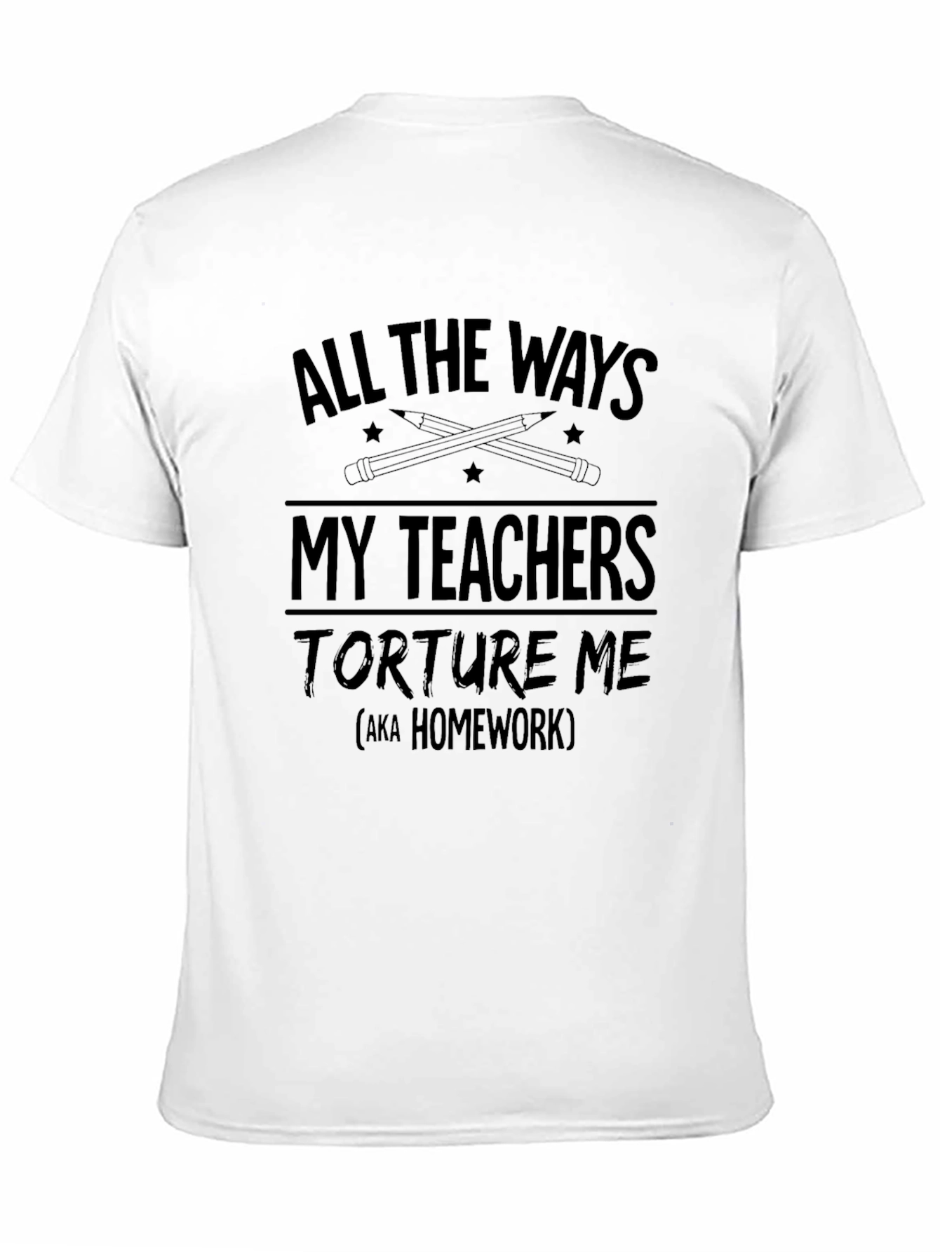 Funny Teacher Torture Homework Mens Black T-Shirt
