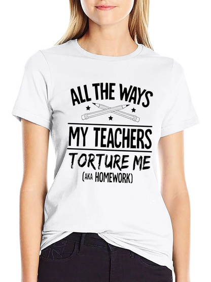 Funny Teacher Torture Homework Mens Black T-Shirt