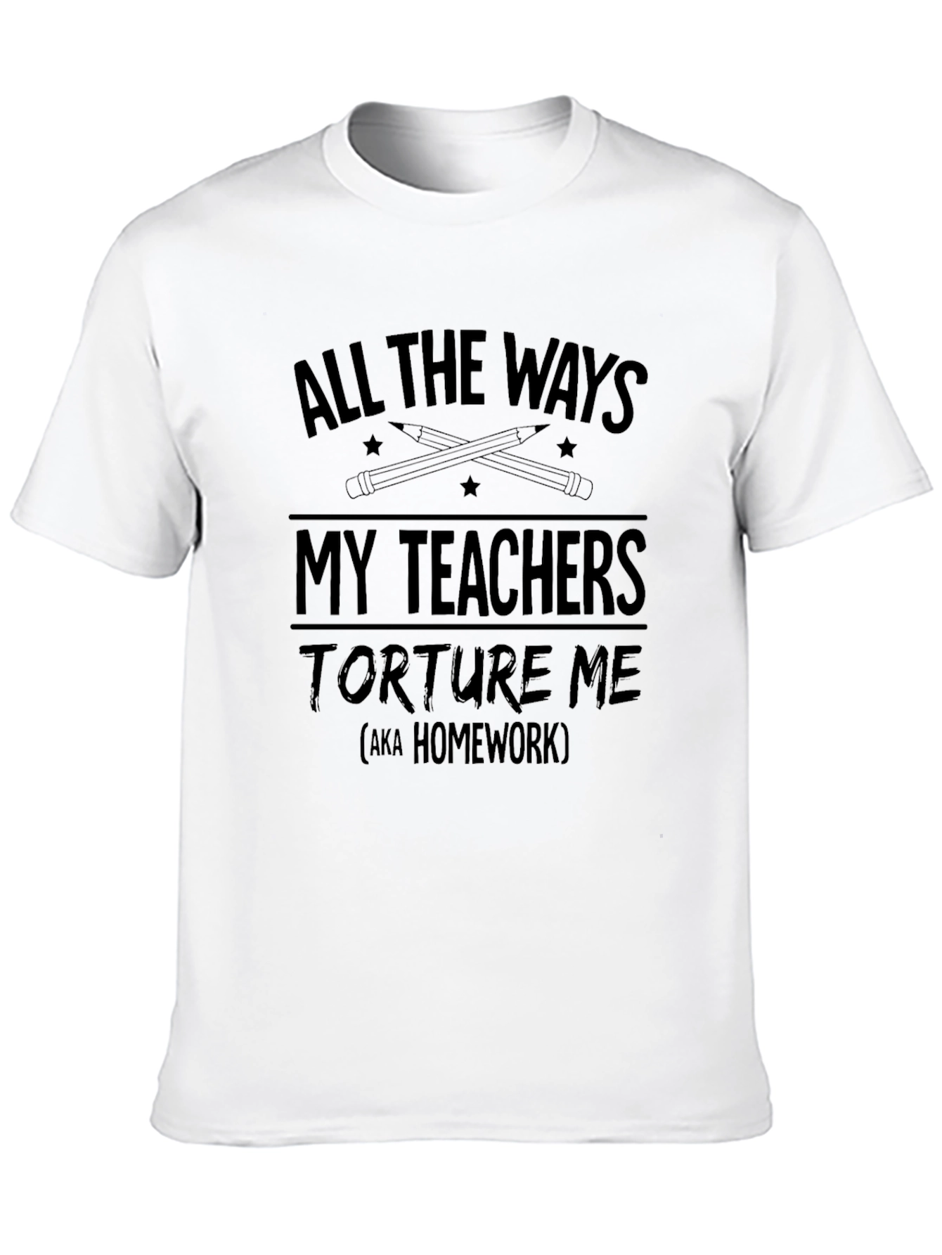 Funny Teacher Torture Homework Mens Black T-Shirt