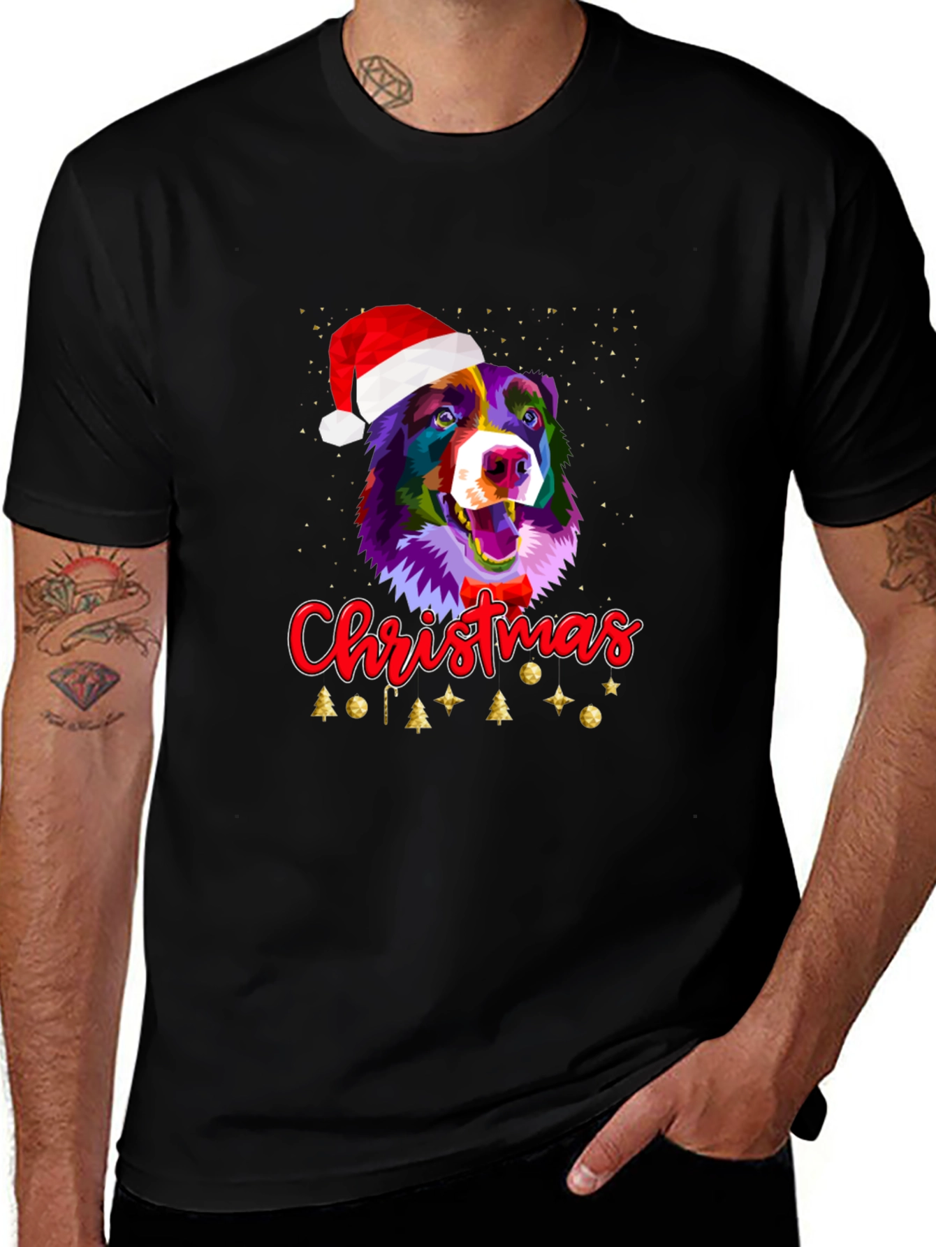 Festive Dog Christmas Graphic Tee