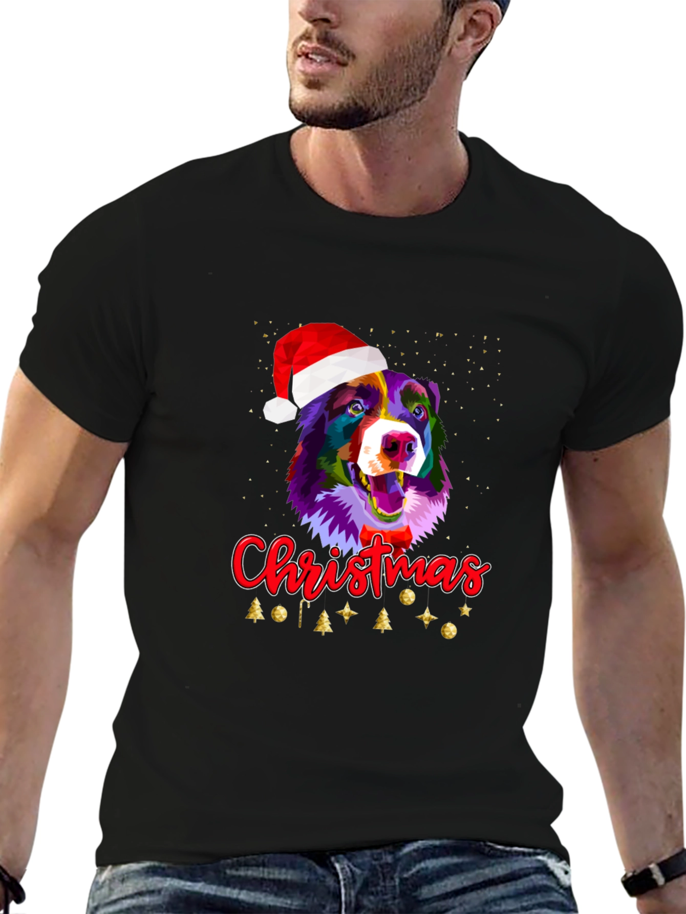 Festive Dog Christmas Graphic Tee