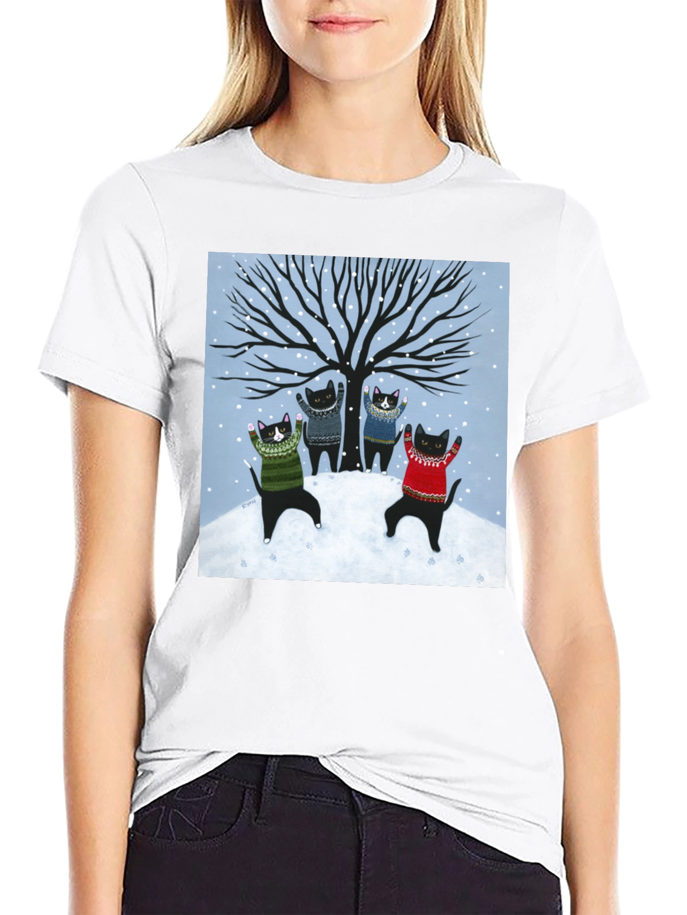 Winter Cat Sweater T-Shirt