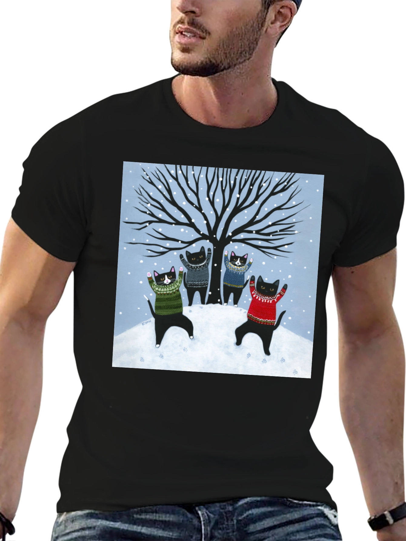 Winter Cat Sweater T-Shirt