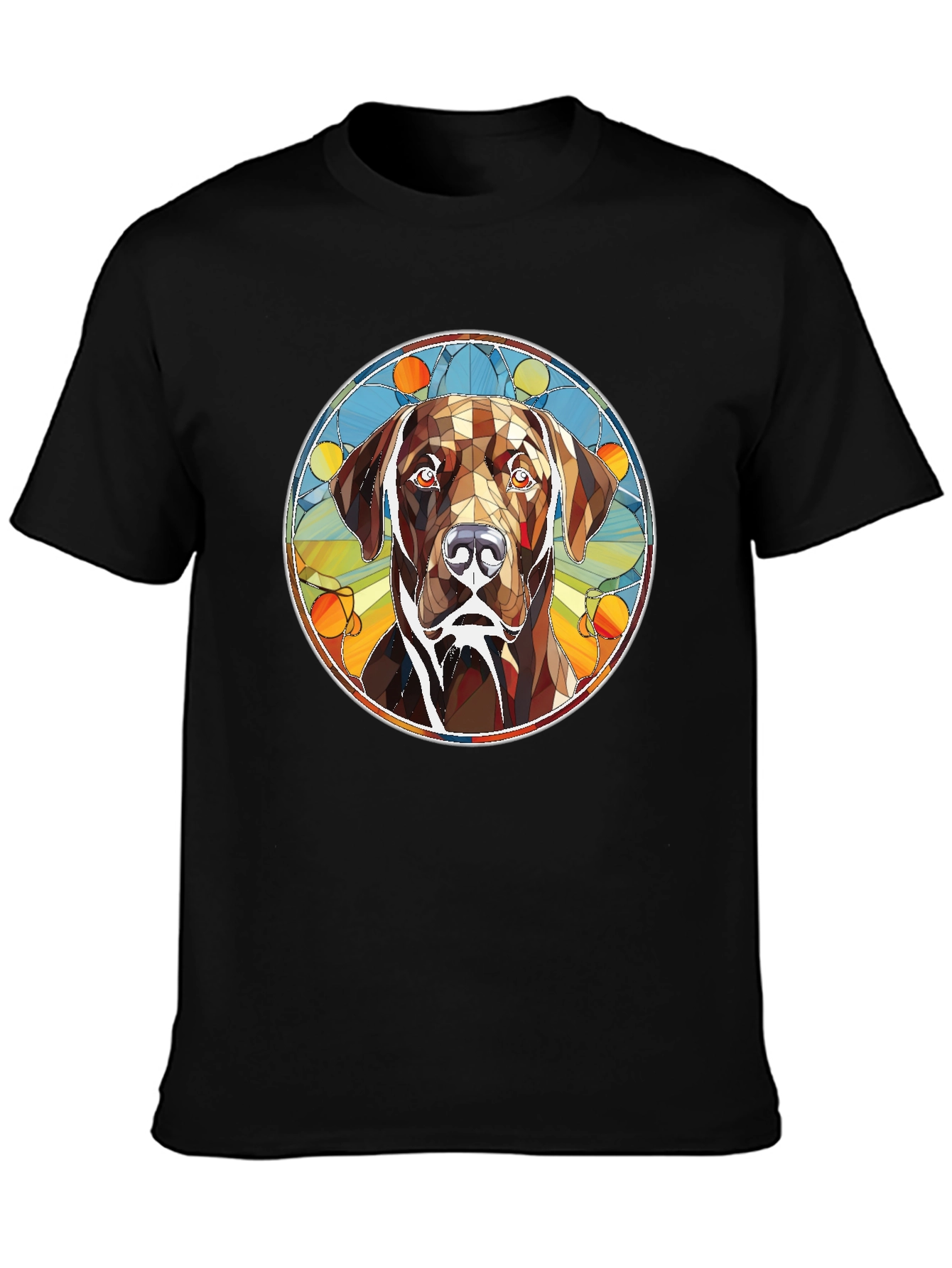 Dog Stained Glass Graphic Tee - Artistic Canine T-Shirt