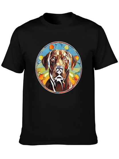 Dog Stained Glass Graphic Tee - Artistic Canine T-Shirt