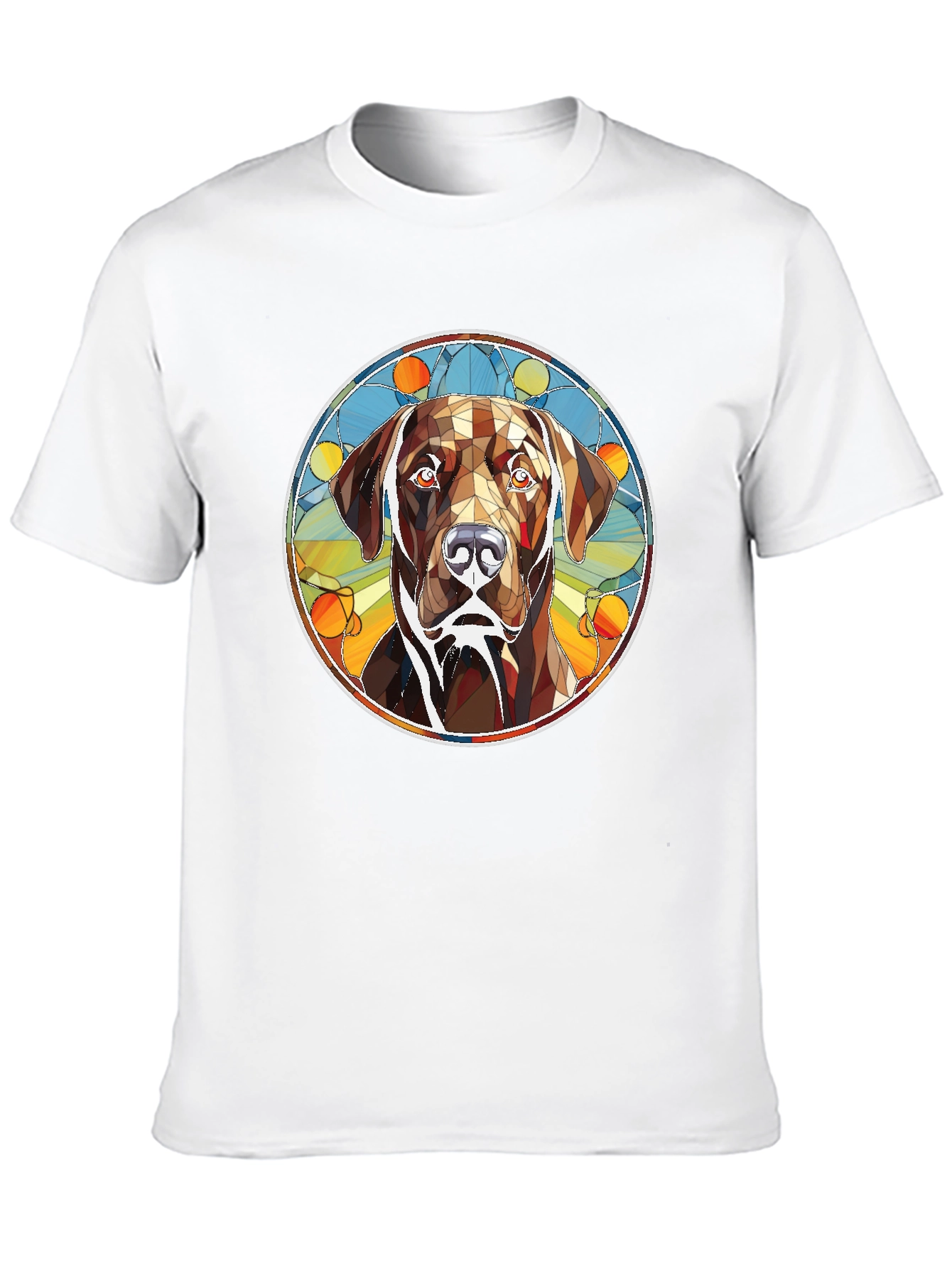 Dog Stained Glass Graphic Tee - Artistic Canine T-Shirt