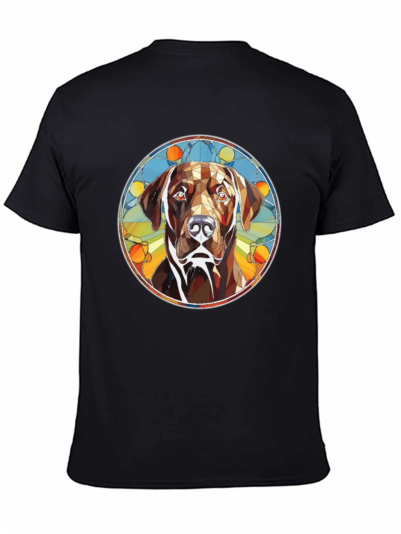 Dog Stained Glass Graphic Tee - Artistic Canine T-Shirt