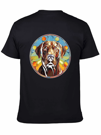 Dog Stained Glass Graphic Tee - Artistic Canine T-Shirt