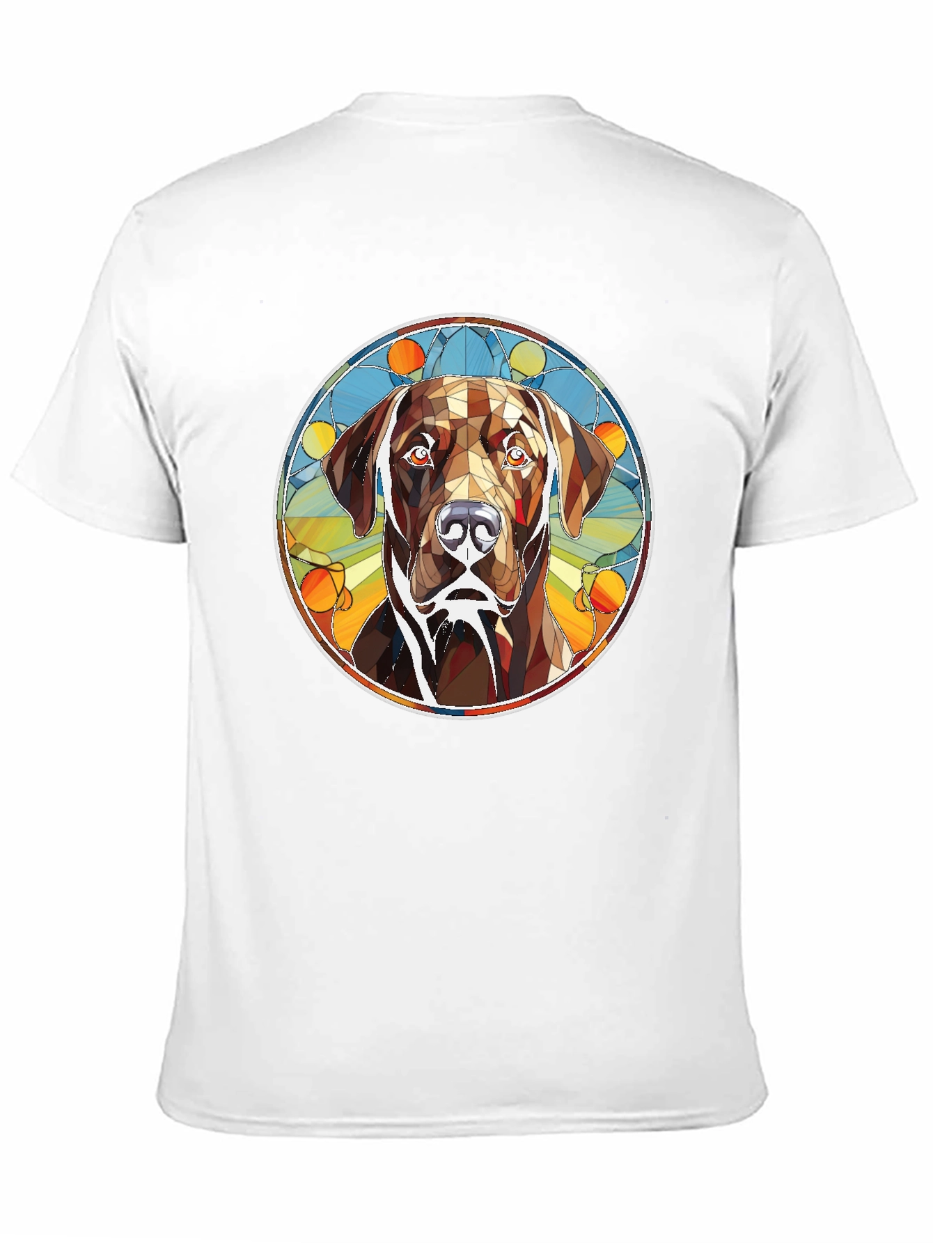 Dog Stained Glass Graphic Tee - Artistic Canine T-Shirt