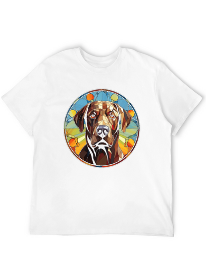 Dog Stained Glass Graphic Tee - Artistic Canine T-Shirt