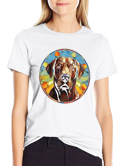 Dog Stained Glass Graphic Tee - Artistic Canine T-Shirt