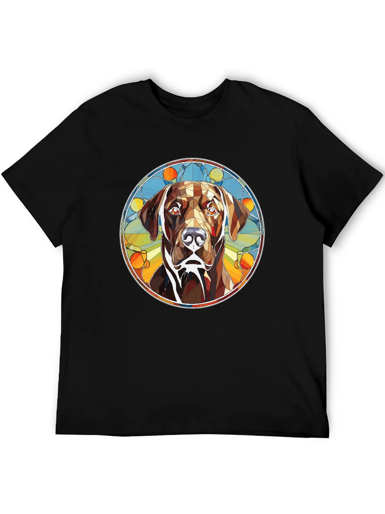 Dog Stained Glass Graphic Tee - Artistic Canine T-Shirt