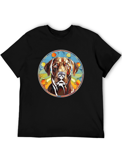 Dog Stained Glass Graphic Tee - Artistic Canine T-Shirt