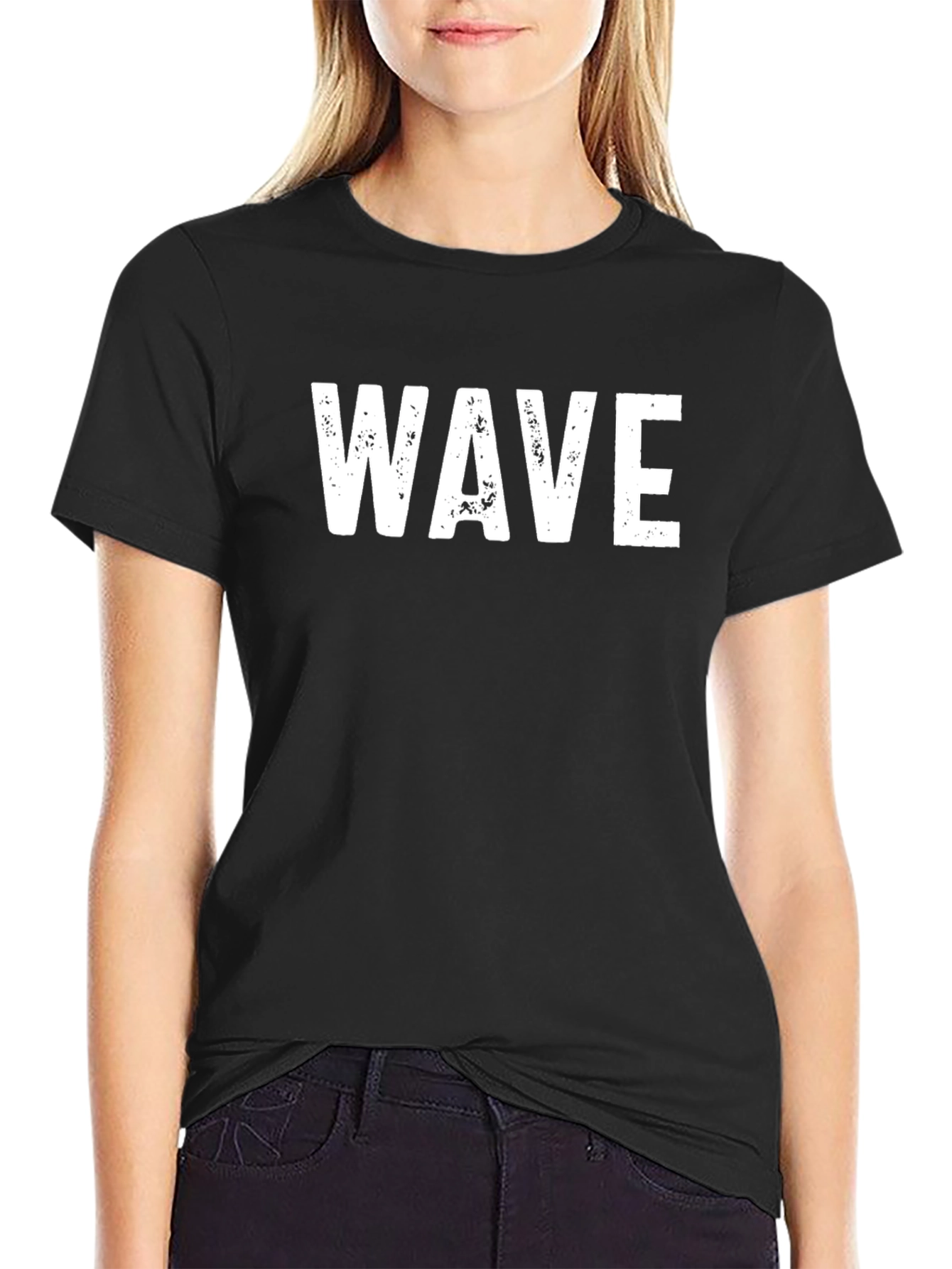 WAVE Graphic Print Black T-Shirt